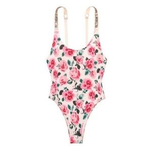 🩷 SHINE STRAP Pink Floral Bathing Suit Victoria’s Secret LARGE NEW